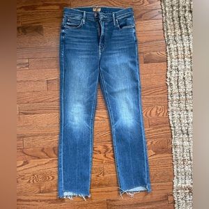 EUC Mother The Mid Rise Dazzler Ankle Step Fray - Walking On Coals 28